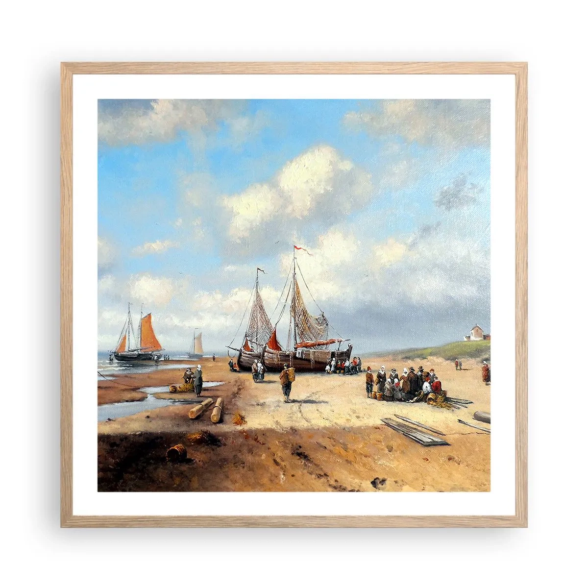 Plakat w ramie jasny dąb - Po udanym połowie - 60x60 cm