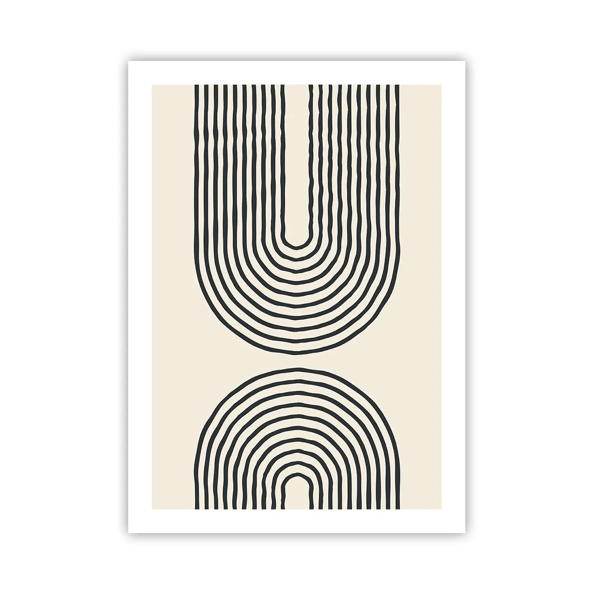 Plakat - Abstrakcyjny wzór z liniami tworzącymi symetryczne łuki w stylu minimalistycznym - 50x70cm - Już za chwilę… - Nowoczesna dekoracja ścienna do salonu, kuchni i sypialni ARTTOR
