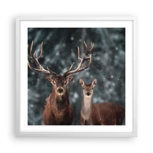 Plakat w białej ramie - Pan lasu z małżonką - 50x50 cm