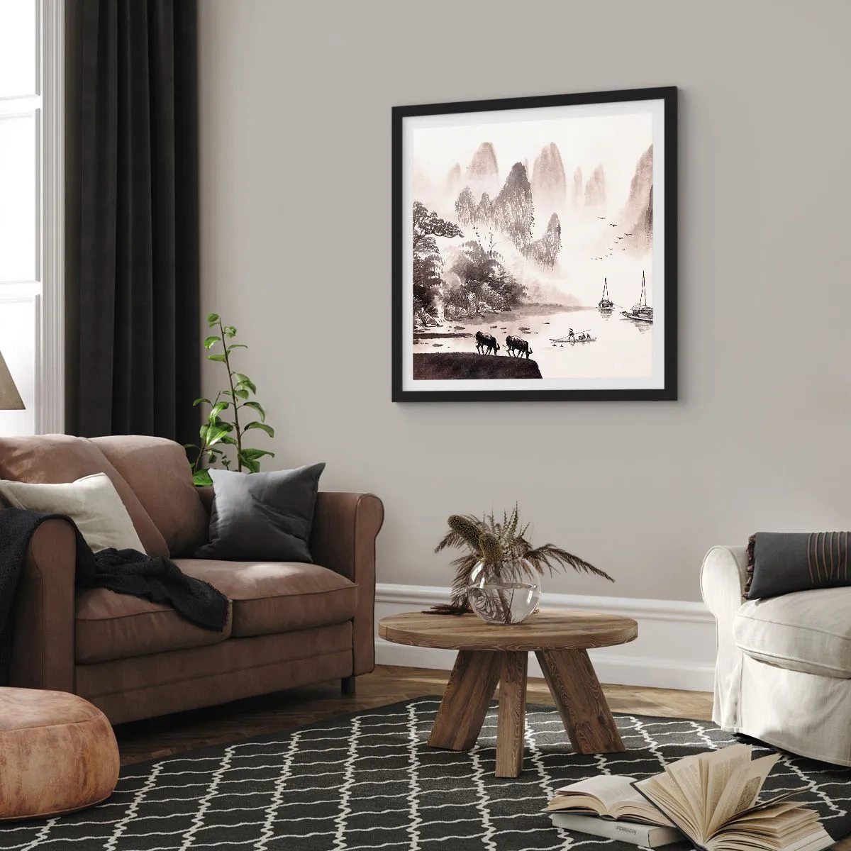 Plakat w czarnej ramie - Egzotyczna codzienność Wschodu - 60x60 cm