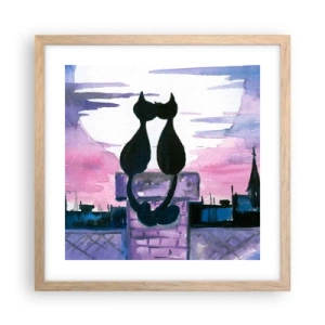 Plakat w ramie jasny dąb - Rendez-vous pod księżycem - 40x40 cm