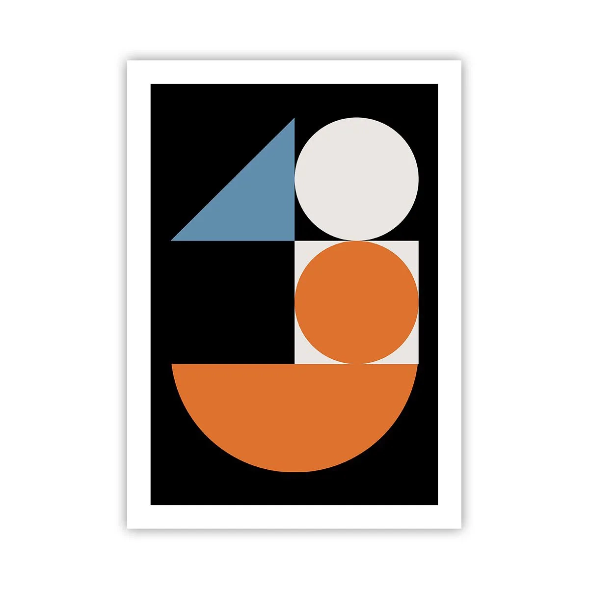 Plakat - Nowoczesny geometryczny wzór z kołami, trójkątem i półokręgiem - 50x70cm - Układ figurowy - Nowoczesna dekoracja ścienna do salonu, kuchni i sypialni ARTTOR