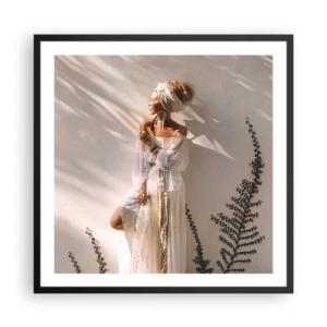 Plakat w czarnej ramie - Słońce i dziewczyna - 60x60 cm