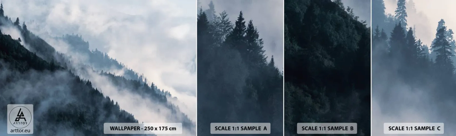 Fototapeta Próbka Samoprzylepna Deluxe Sticker - Mistyka gór - Krajobraz, Góry, Las - 100x30 cm