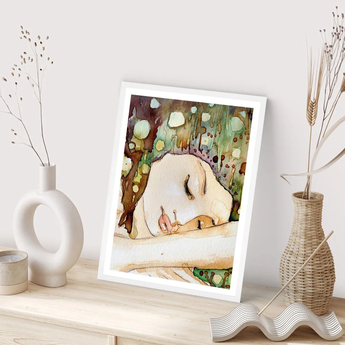 Plakat w białej ramie - Szmaragdowo-fiołkowy sen - 70x100 cm