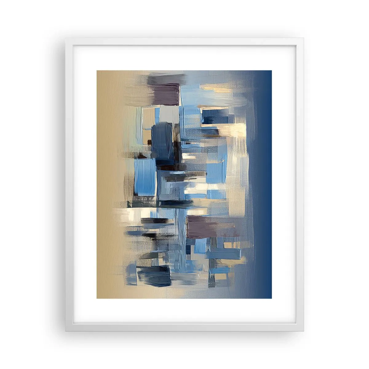 Plakat w białej ramie - Błękitna konstrukcja - 40x50 cm