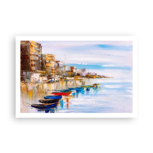 Plakat - Wielobarwna miejska przystań - 91x61 cm