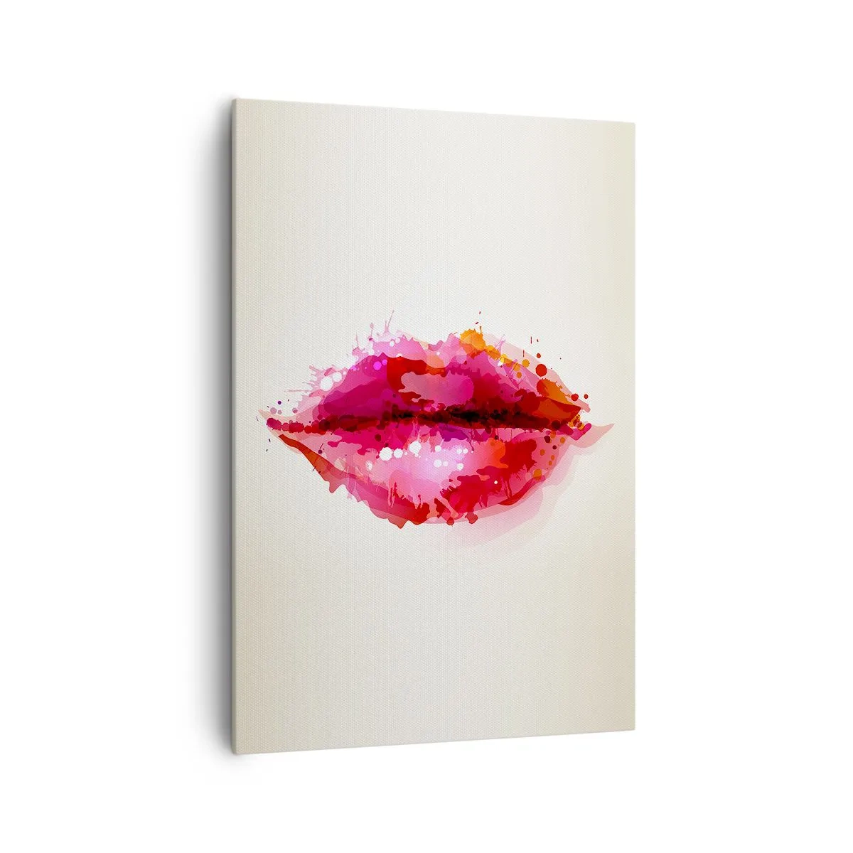 Obraz na płótnie - Abstrakcyjny motyw ust w odcieniach różu i czerwieni - 70x100cm - Czerwieńszy odcień czerwieni - Nowoczesna dekoracja ścienna do salonu i sypialni ARTTOR