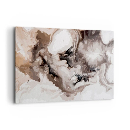 Obraz na płótnie - Abstrakcyjny wzór w odcieniach brązu i bieli - 120x80cm - Narodziny galaktyki - Nowoczesna dekoracja ścienna do salonu, kuchni i sypialni ARTTOR