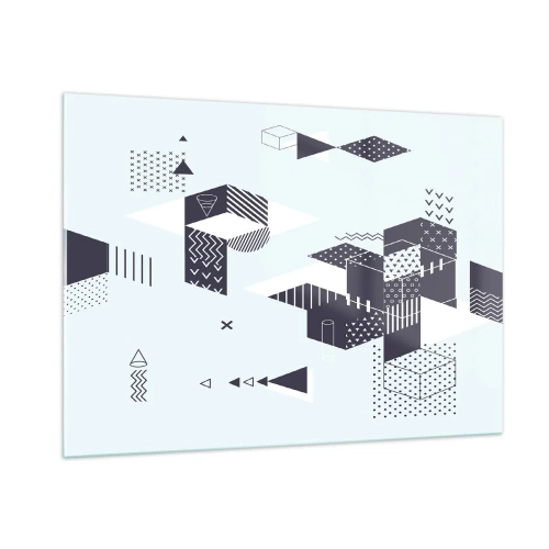 Obraz na szkle - Abstrakcyjna kompozycja geometryczna w czarno-białych barwach na jasnym tle - 100x70cm - W duszy matematyka - Nowoczesna dekoracja ścienna do salonu, kuchni i sypialni ARTTOR