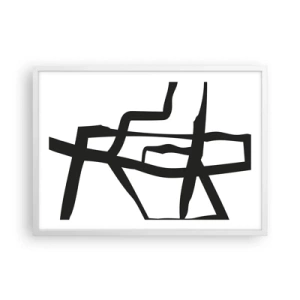 Plakat w białej ramie - Czarno-biała konstrukcja - 70x50 cm