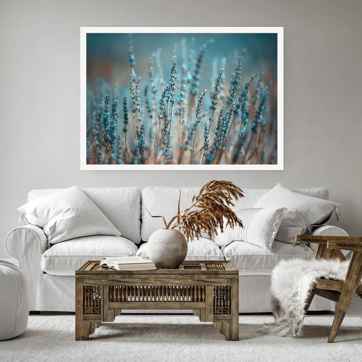 Plakat - Lawenda na polu w subtelnej pastelowej tonacji - 100x70cm - Pachnący łan - Nowoczesna dekoracja ścienna do salonu i sypialni ARTTOR