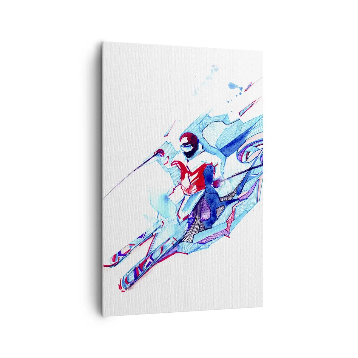 Obraz na płótnie - Abstrakcyjny jeździec na koniu w dynamicznych kolorach - 80x120cm - Szalony pęd do radości - Nowoczesna dekoracja ścienna do salonu i sypialni ARTTOR