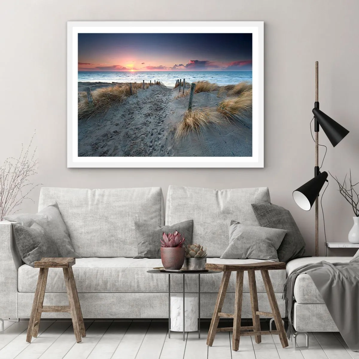 Plakat w białej ramie - Rozlałeś tęczę blasków promienistą… - 100x70 cm