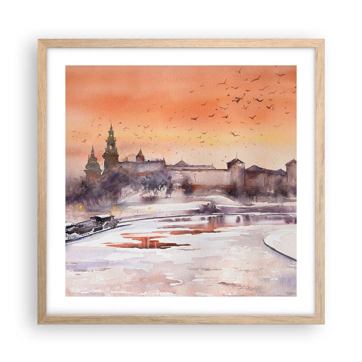 Plakat w ramie jasny dąb - Królewski zachód słońca - 50x50 cm