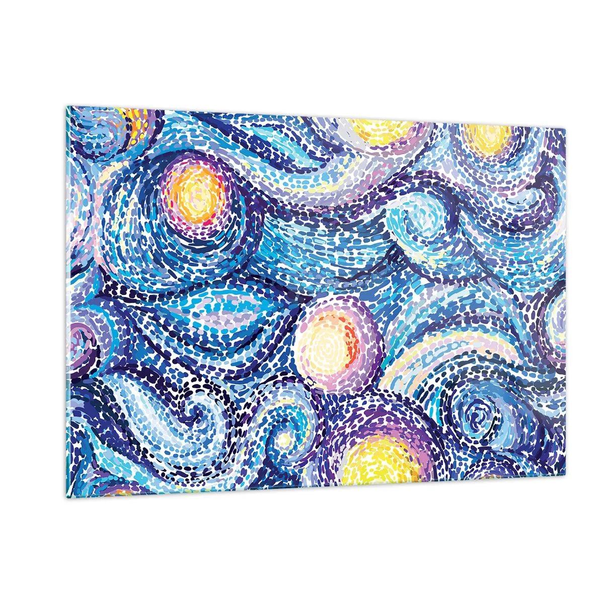 Obraz na szkle - Abstrakcyjna interpretacja Gwiaździstej Nocy w intensywnych kolorach - 120x80cm - Z obrazu van Gogha - Nowoczesna dekoracja ścienna do salonu, kuchni i sypialni ARTTOR