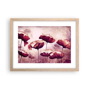 Plakat w ramie jasny dąb - Płatek czerwony i biały - 40x30 cm