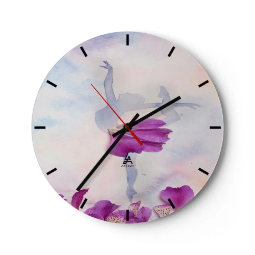 Zegar ścienny - Sylwetka baletnicy z kwiatami w pastelowych barwach - 30x30cm - Delikatna jak kwiat - Nowoczesna dekoracja ścienna do salonu, kuchni i sypialni ARTTOR