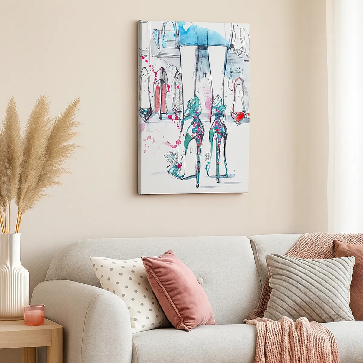 Obraz na płótnie - Kolorowe szpilki w stylu artystycznym - 50x70cm - Sezamie, otwórz się - Nowoczesna dekoracja ścienna do salonu, kuchni i sypialni ARTTOR