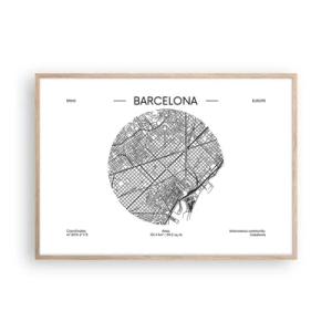 Plakat w ramie jasny dąb - Anatomia Barcelony - 100x70 cm
