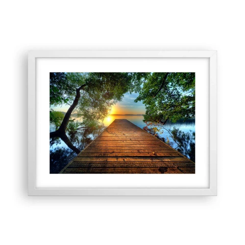 Plakat w białej ramie - Nie śpiesz się, usiądź - 40x30 cm