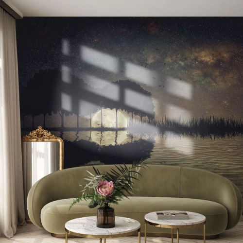 Fototapeta Premium Canvas - Noc na krańcu świata - Krajobraz, Jezioro, Księżyc - 250x175 cm