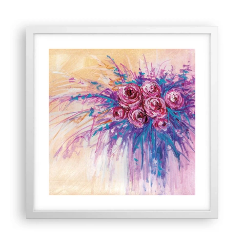 Plakat w białej ramie - Różana fontanna - 40x40 cm