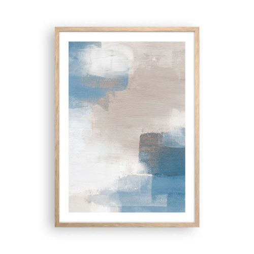 Plakat w ramie jasny dąb - Abstrakcja różowa za zasłoną błękitu - 50x70 cm