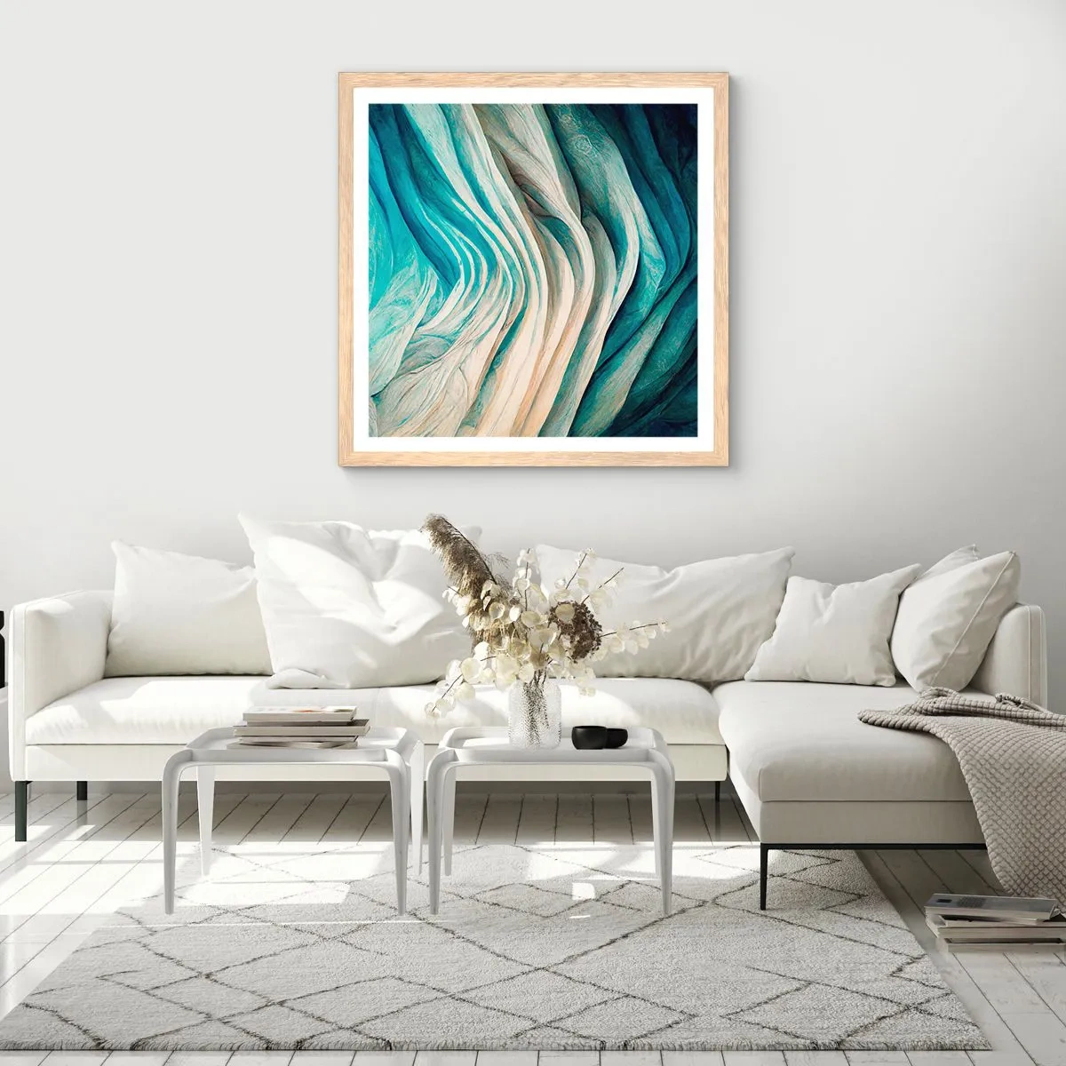 Plakat w ramie jasny dąb - Błękitne nienasycenie - 60x60 cm