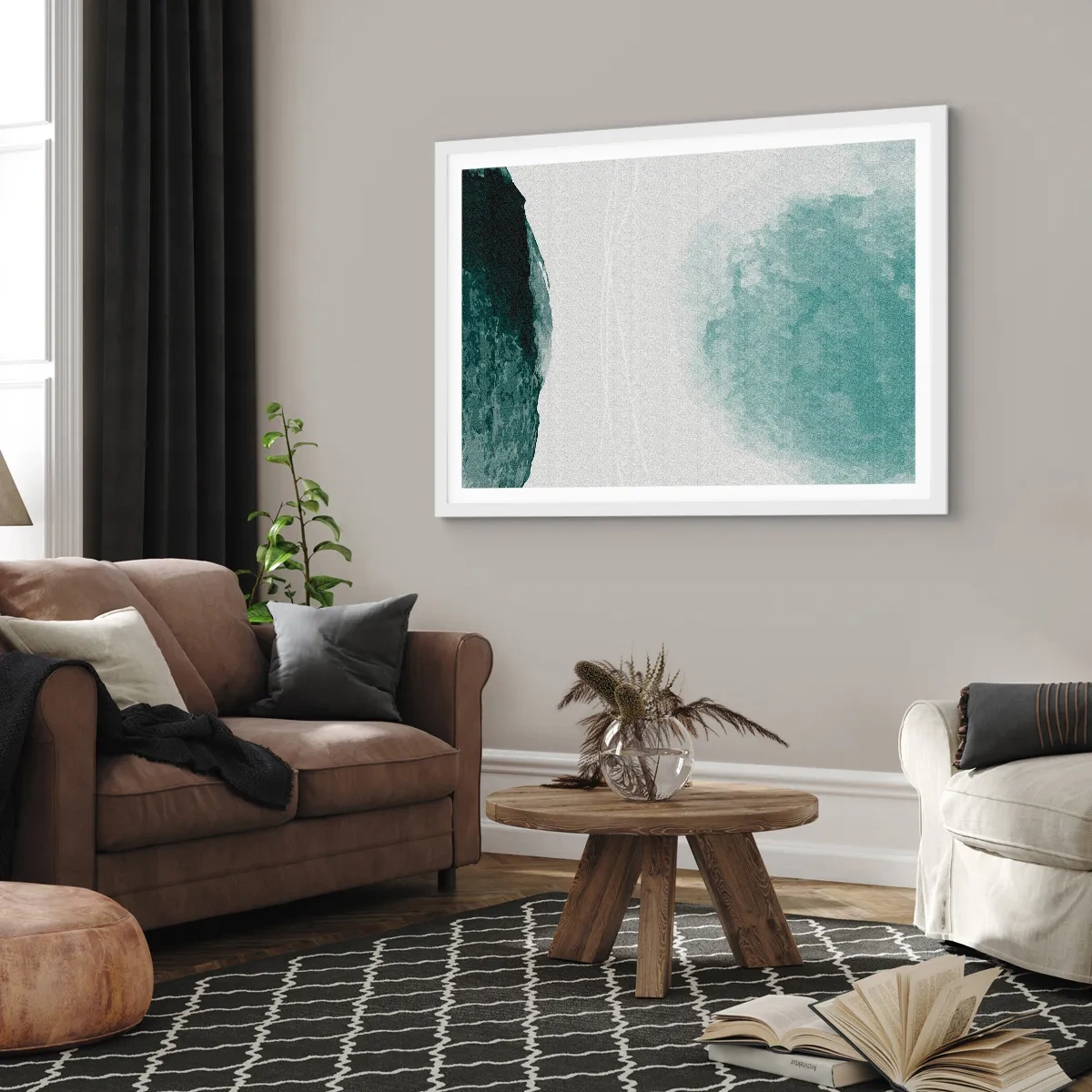 Plakat w białej ramie - Spotkanie z mgłą - 91x61 cm