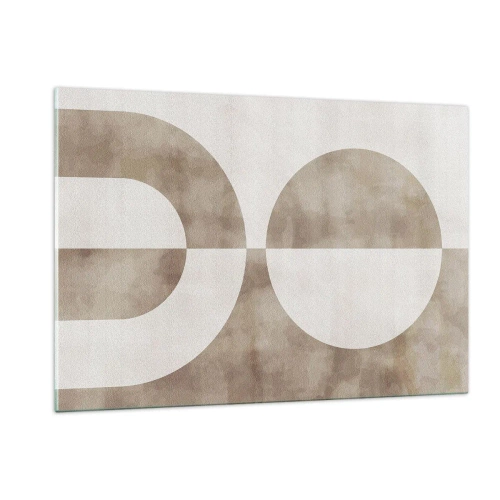 Obraz na szkle - Geometria w beżach z półokręgiem i kołem na tle poziomym - 120x80cm - Podobieństwa i różnice - Nowoczesna dekoracja ścienna do salonu, kuchni i sypialni ARTTOR