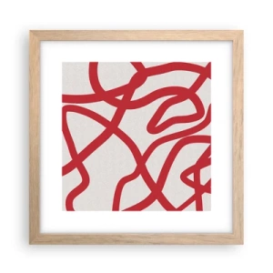 Plakat w ramie jasny dąb - Czerwono na białym - 30x30 cm