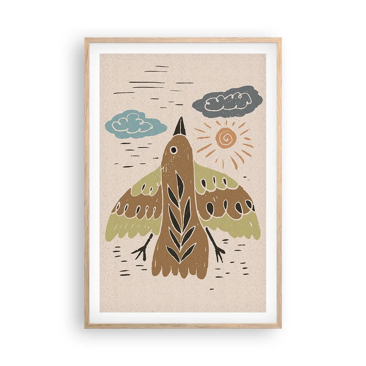 Plakat w ramie jasny dąb - Radosny lot - 61x91 cm