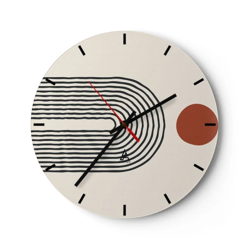 Zegar ścienny - Geometryczna abstrakcja z pasami i blokami kolorów na jasnym tle - 30x30cm - Magnetyzm kształtów i barw - Nowoczesna dekoracja ścienna do salonu, kuchni i sypialni ARTTOR