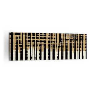 Obraz na płótnie - Abstrakcyjne linie w kolorach czerni, beżu i bieli - 160x50cm - Architektoniczna abstrakcja - Nowoczesna dekoracja ścienna do salonu i sypialni ARTTOR