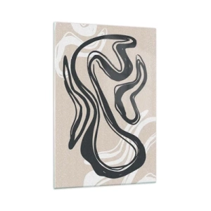 Obraz na szkle - Abstrakcyjne linie w ciemnych odcieniach na beżowym tle - 70x100cm - Ekspresja zwielokrotniona - Nowoczesna dekoracja ścienna do salonu i sypialni ARTTOR