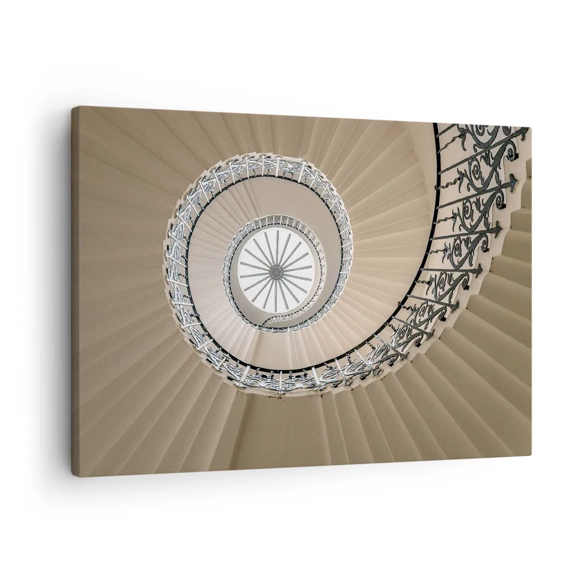 Obraz na płótnie - Spiralne schody w eleganckim ujęciu geometrycznym - 70x50cm - W środku muszli - Nowoczesna dekoracja ścienna do salonu i sypialni ARTTOR