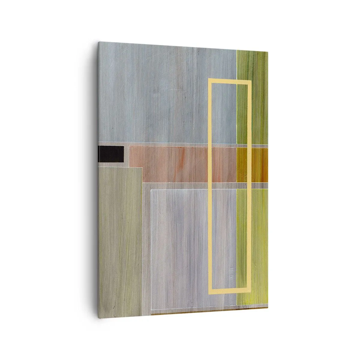 Obraz na płótnie - Geometryczna kompozycja w pastelowych barwach z prostokątami - 70x100cm - Prosto i spokojnie - Nowoczesna dekoracja ścienna do salonu i sypialni ARTTOR