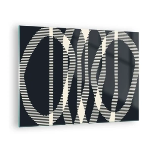 Obraz na szkle - Geometryczne linie w odcieniach czerni i beżu - 70x50cm - Próba przełamania ciemności - Nowoczesna dekoracja ścienna do salonu i sypialni ARTTOR