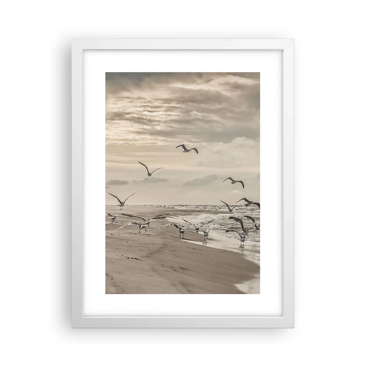 Plakat w białej ramie - Morza szum, ptaków śpiew - 30x40 cm
