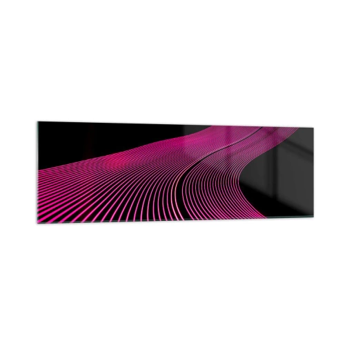 Obraz na szkle - Futurystyczne linie w odcieniach różu na czarnym tle - 160x50cm - Aleja światła - Nowoczesna dekoracja ścienna do salonu i sypialni ARTTOR