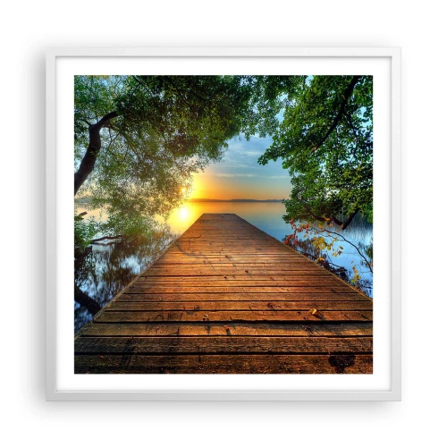 Plakat w białej ramie - Nie śpiesz się, usiądź - 60x60 cm