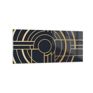 Obraz na szkle - Geometryczny wzór z liniami w złotym kolorze - 120x50cm - Obroty rzeczy - Nowoczesna dekoracja ścienna do salonu i sypialni ARTTOR