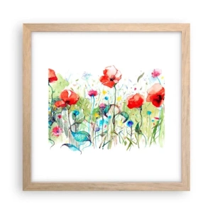 Plakat w ramie jasny dąb - Kwitnąca majem łąka - 30x30 cm