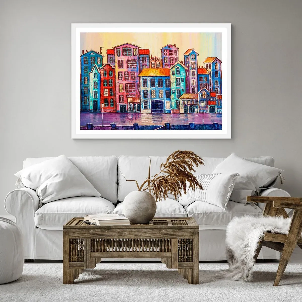 Plakat w białej ramie - Miasto jak z bajki - 50x40 cm