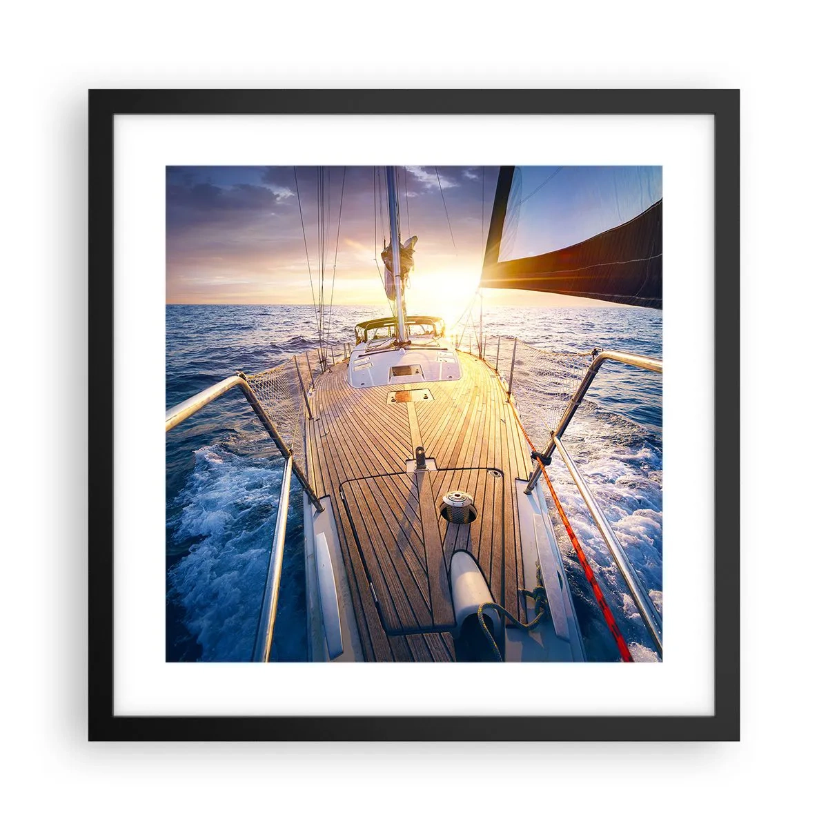 Plakat w czarnej ramie - Biegnąca po falach - 40x40 cm