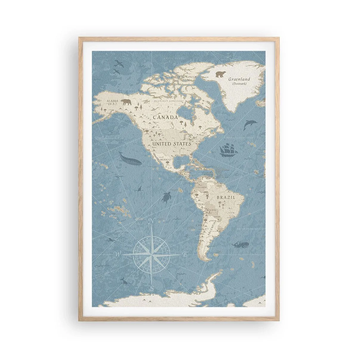 Plakat w ramie jasny dąb - Świat w zasięgu ręki - 70x100 cm
