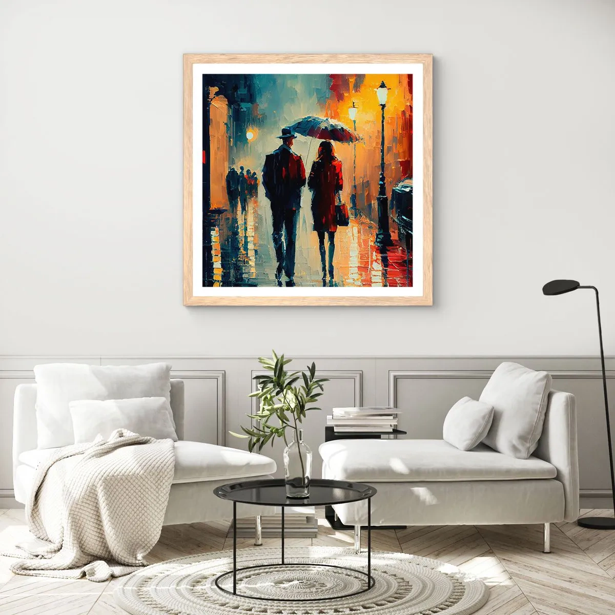Plakat w ramie jasny dąb - Miejska love story - 60x60 cm