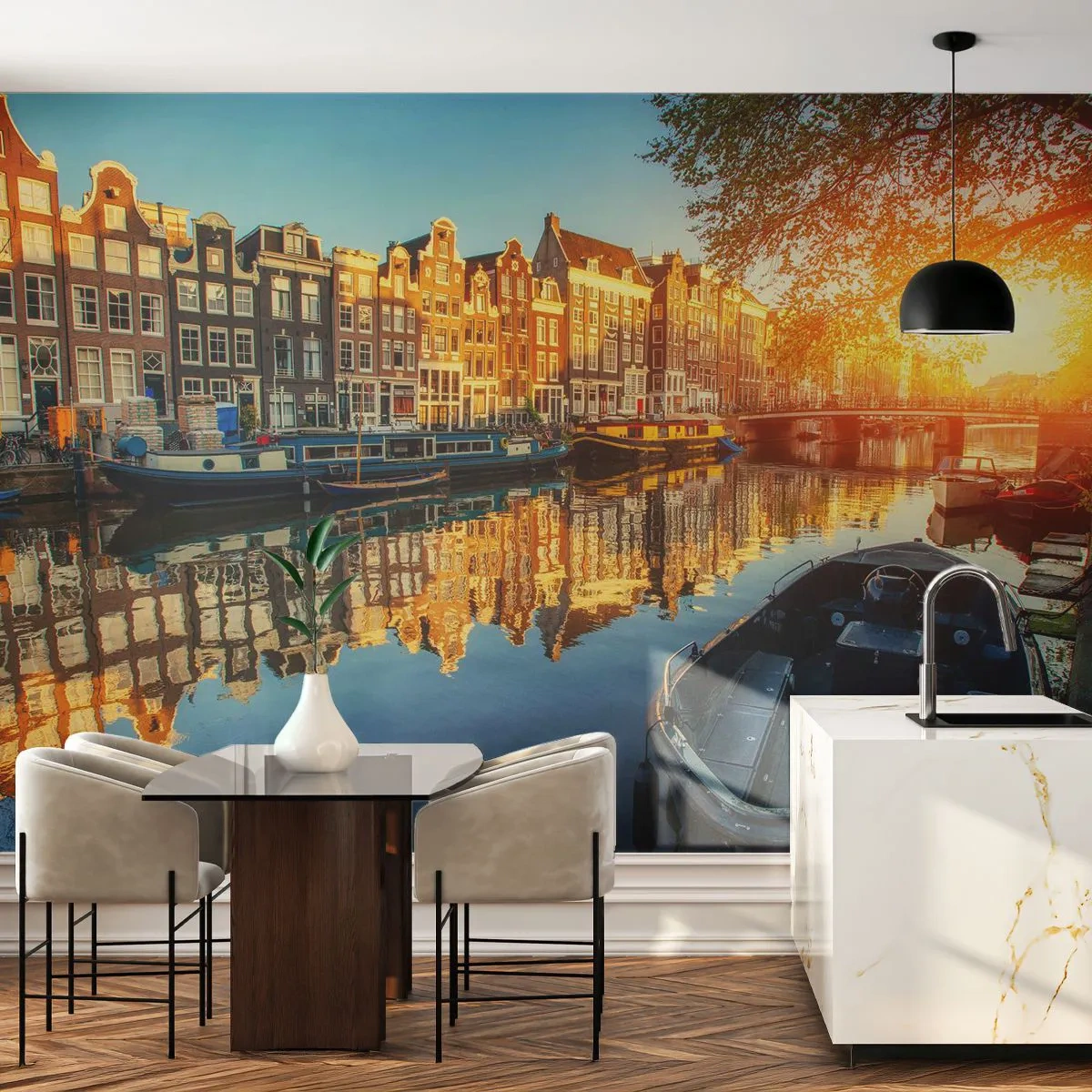 Fototapeta Samoprzylepna Deluxe Sticker - Poranek w Amsterdamie - Miasto, Amsterdam, Architektura - 250x175 cm