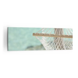 Obraz na płótnie - Hamak z widokiem na turkusową wodę - 160x50cm - Czas relaksu - Nowoczesna dekoracja ścienna do salonu i sypialni ARTTOR